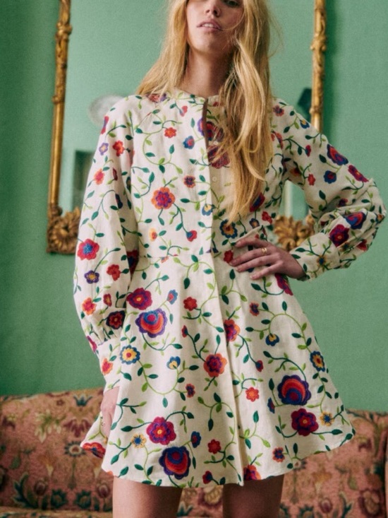 Sezane Dresses & Skirts - Sezane Editions Alizia Floral Long Sleeve Dress Size 46 = US XXXL or 14